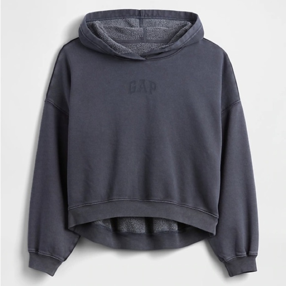 Relaxed Gap Mini-Logo Cropped Hoodie in Deep Sailor Blue